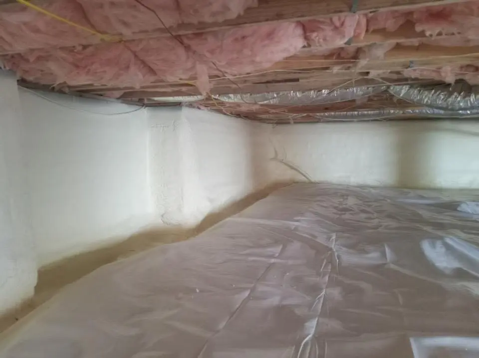Crawl space encapsulation with closed-cell spray foam for Commercial Roof Restoration in Calumet Park